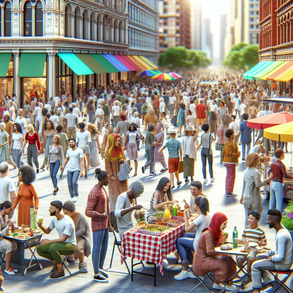 Vibrant city gathering