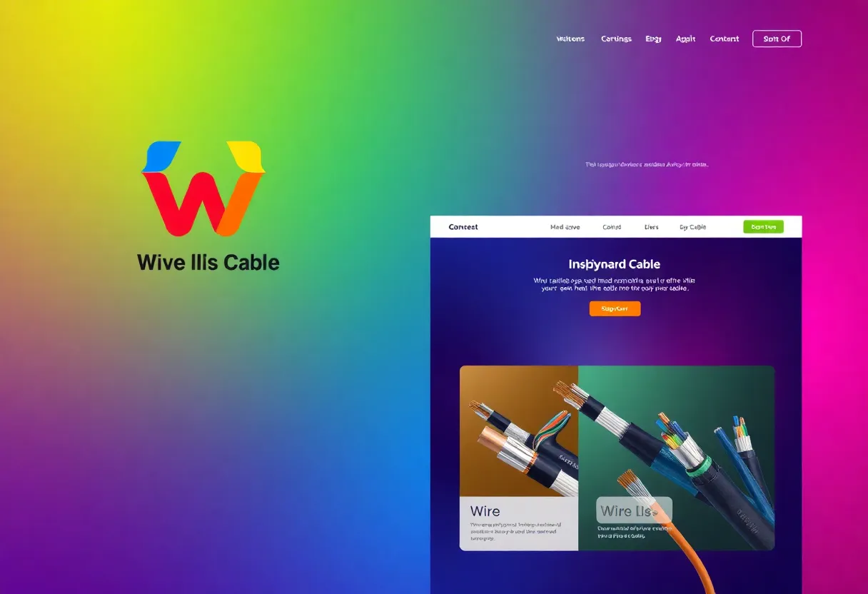 New logo design for Best Wire & Cable with vibrant colors and cable representation