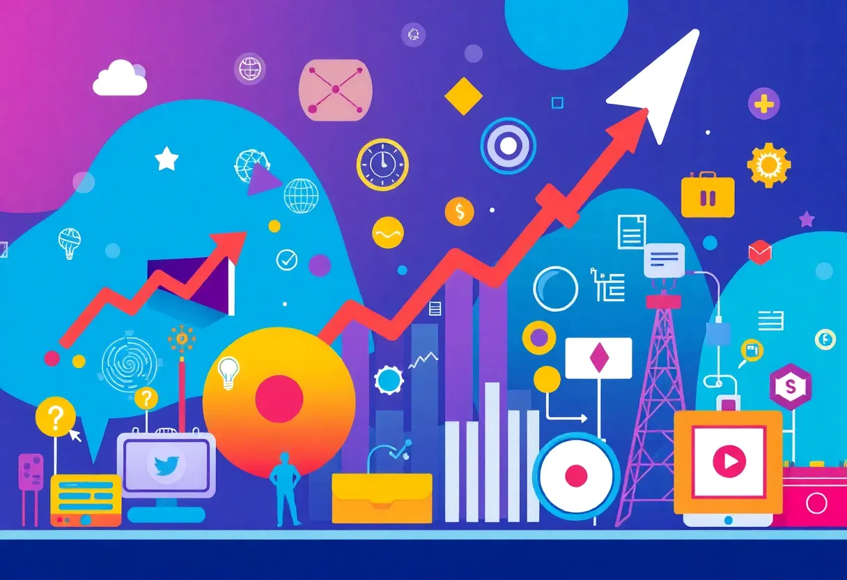 Illustration of digital marketing trends and technology.