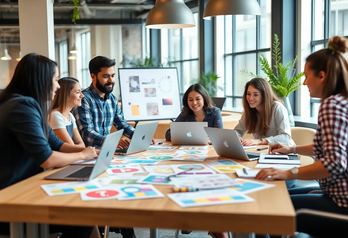Diverse team working on branding strategies
