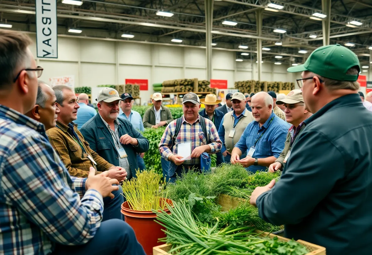 Experts discussing labor shortages at an agricultural convention.