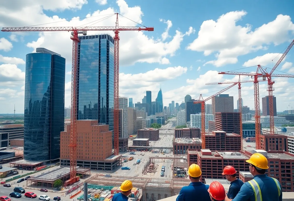 A panoramic view of construction in Detroit's skyline