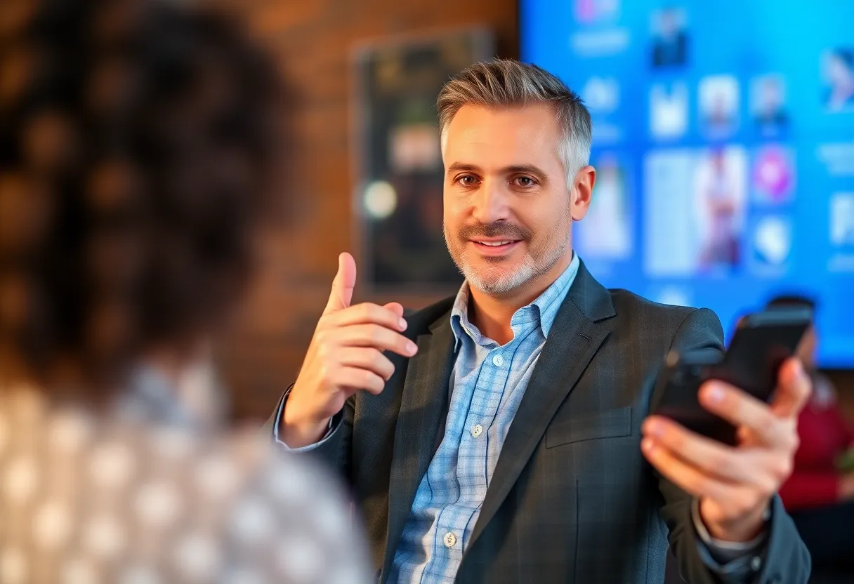 Business leader showcasing personal branding on social media