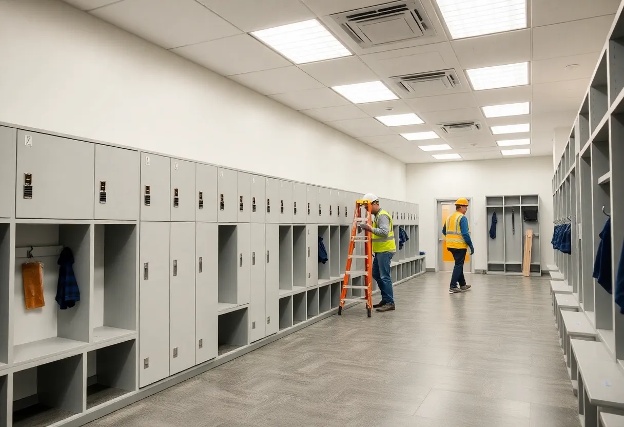 Renovation of the Detroit Lions locker room post-season