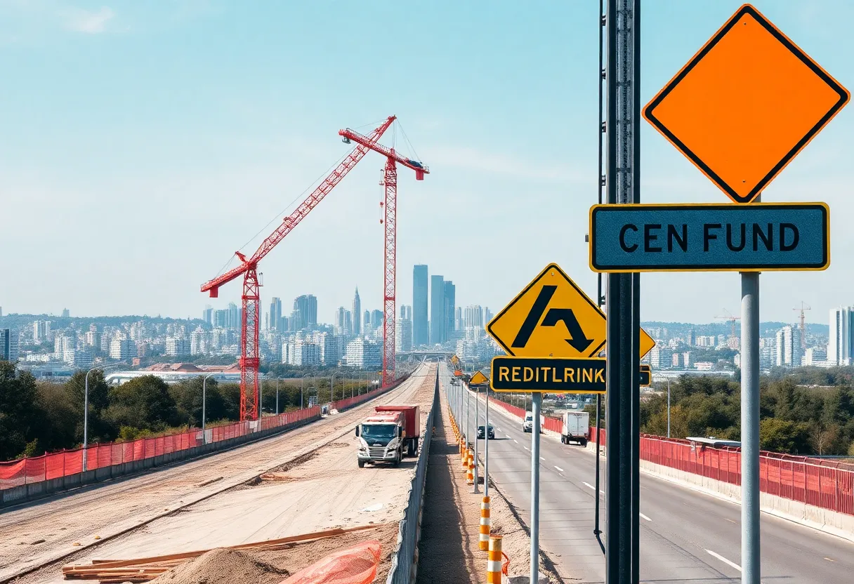 Construction site for Livonia bridge reconstruction project