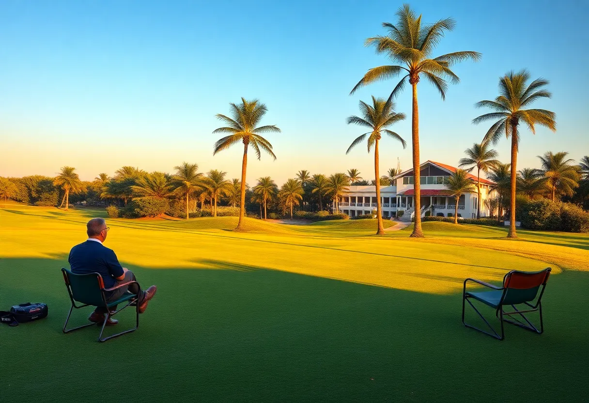 Prestigious golf course representing political dialogue in Florida