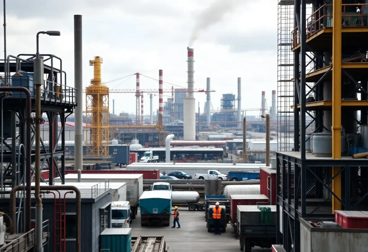 Industrial scene depicting manufacturing challenges in Michigan