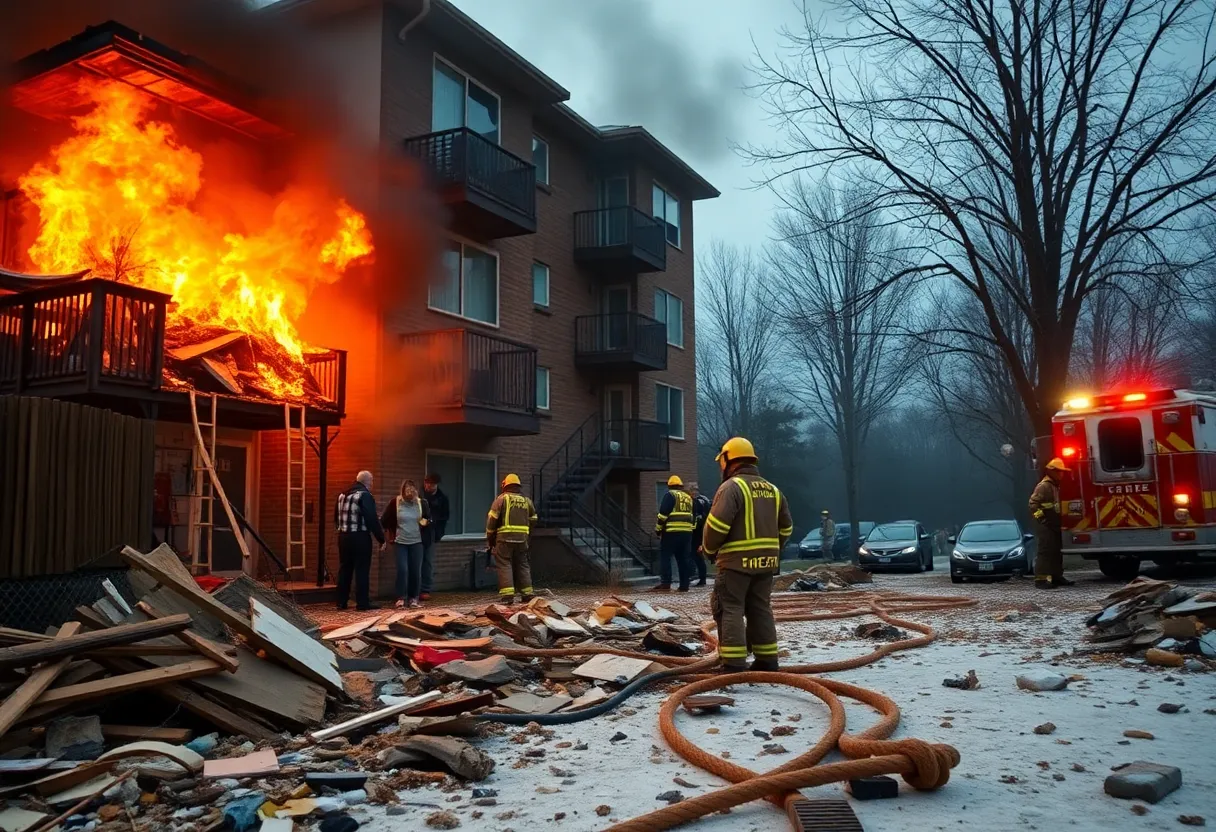 Firefighters rescuing an elderly couple from a condo fire in Plymouth Township.