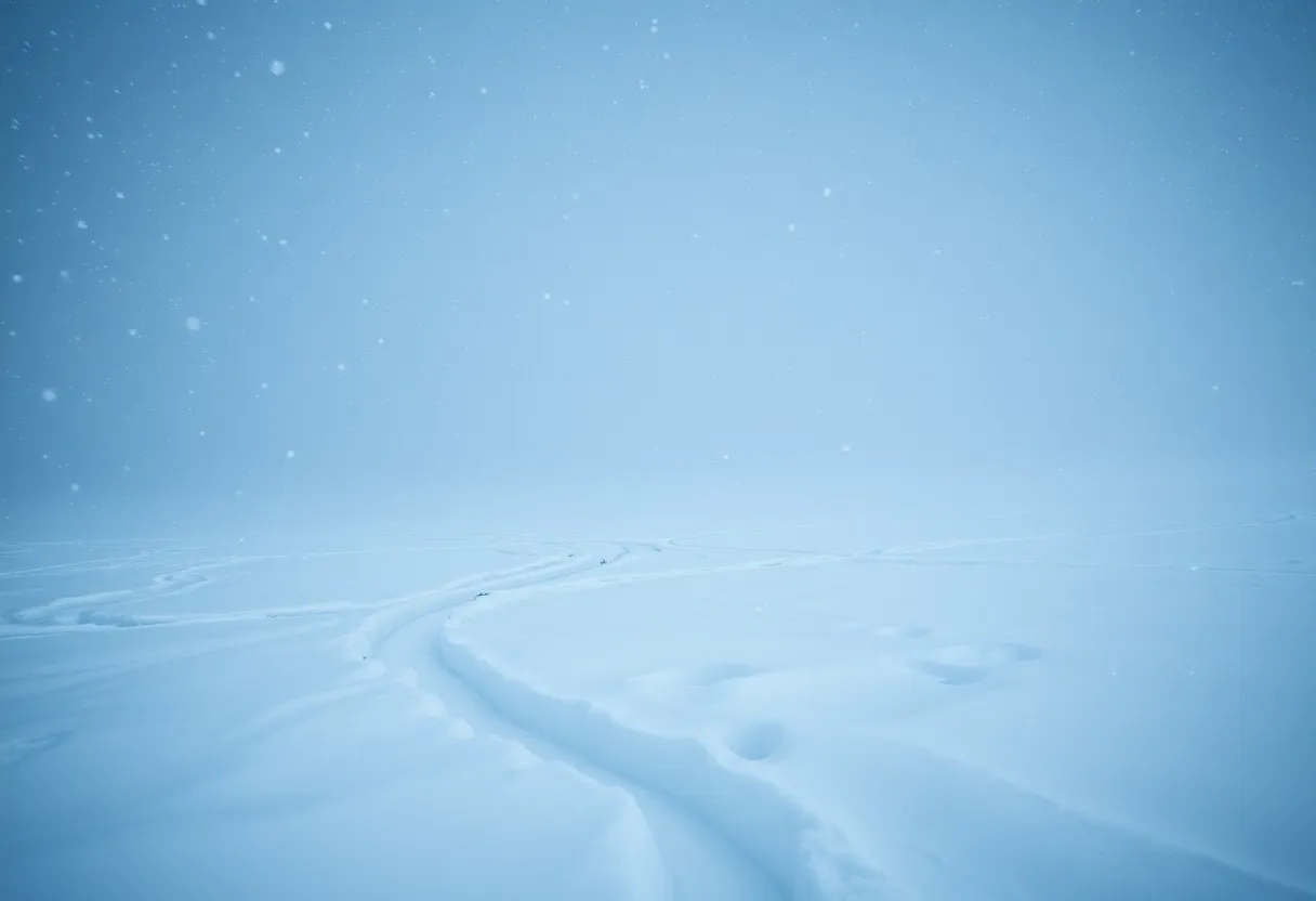 Snowy landscape affected by polar vortex with trees covered in snow