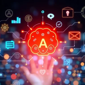 Digital representation of AI and marketing automation collaboration