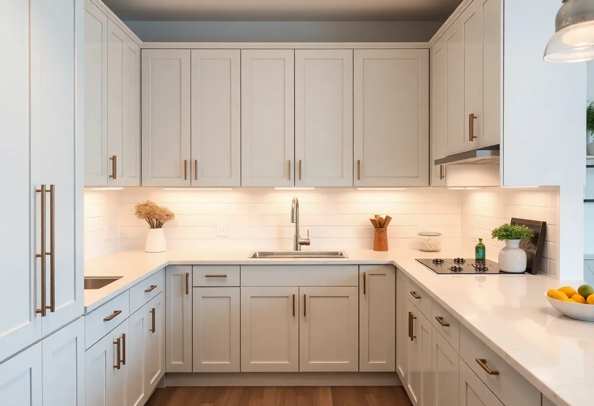 Beautifully refaced kitchen cabinets in a modern kitchen