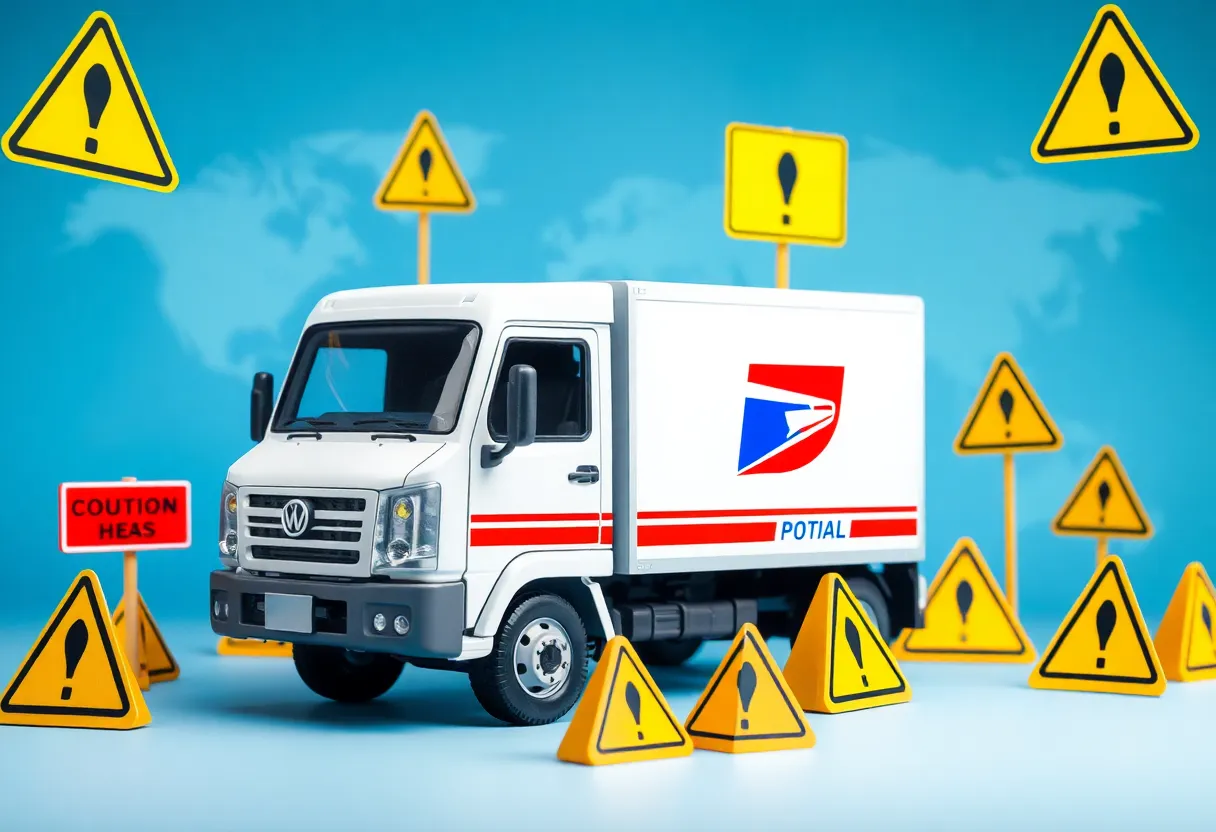 USPS truck symbolizing international shipping disruptions