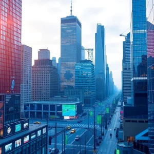 Futuristic representation of web design trends in New York City