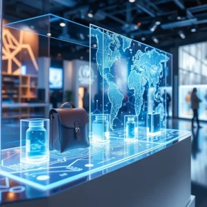 Virtual product display merging physical and digital environments.