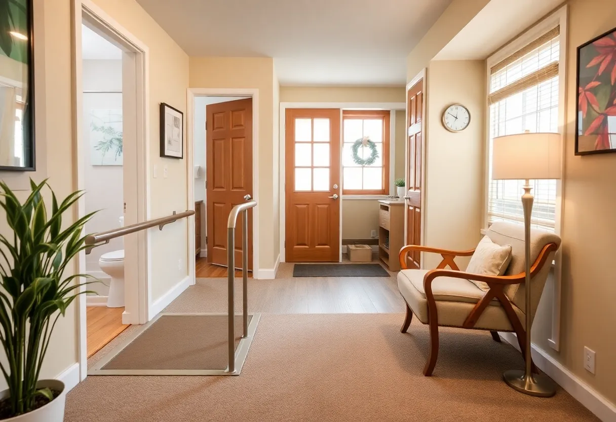 Interior of a home with accessibility features installed for enhanced comfort and safety