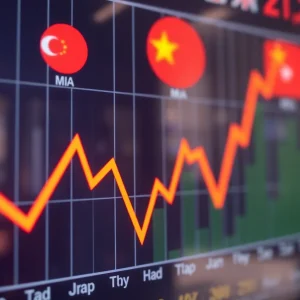 Graph showing decline in Asian stock markets