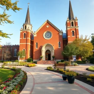 The Basilica of Ste. Anne after renovation with landscaping