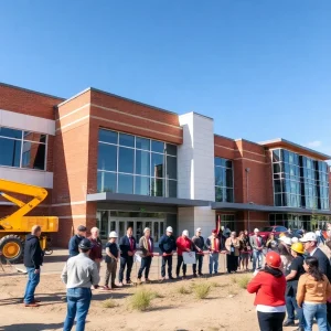 Groundbreaking ceremony for Beecher High School renovation project with community members