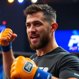 Darren Russell speaking at a PFL event