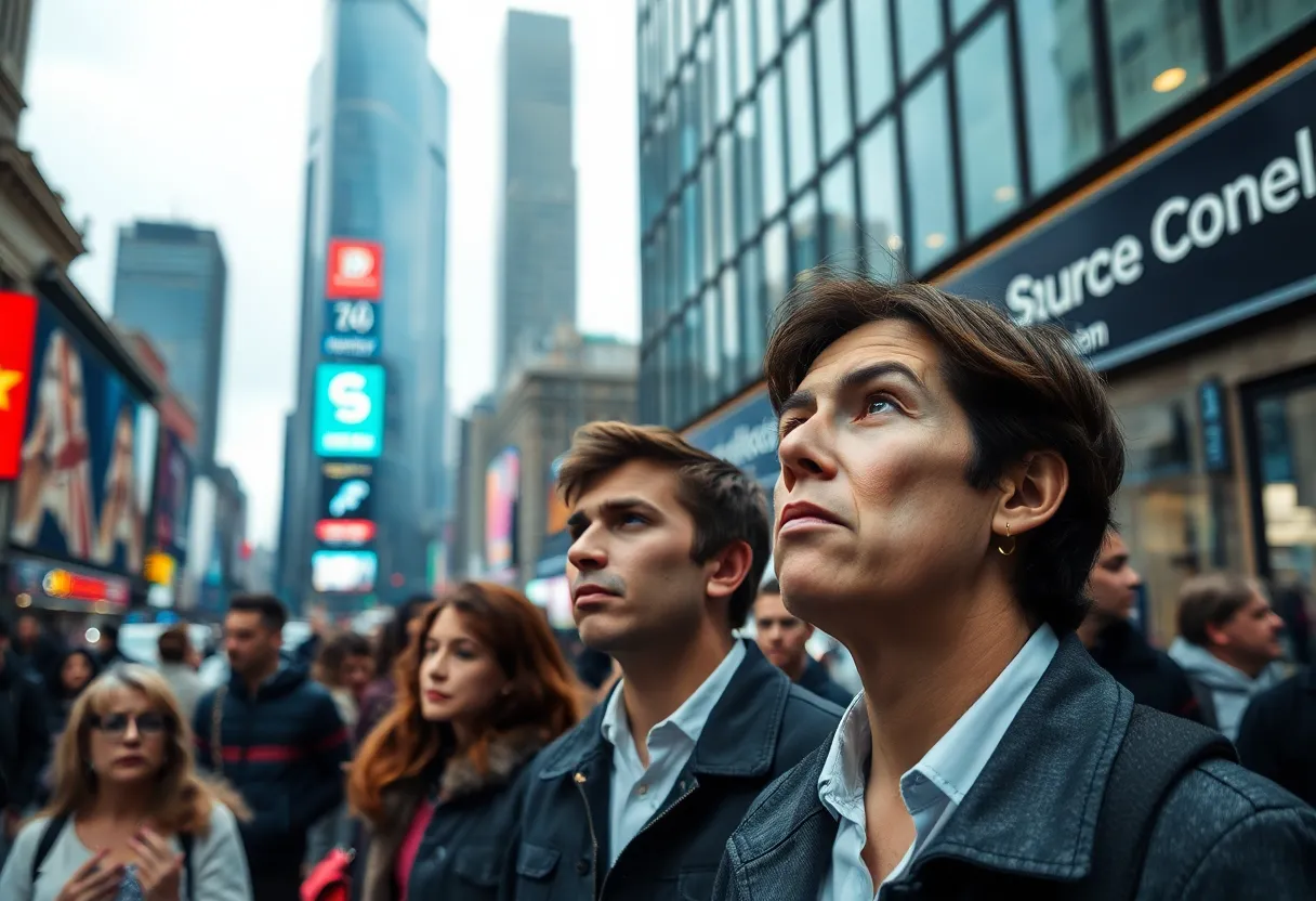 A city scene showing citizens reflecting on economic challenges in Detroit.