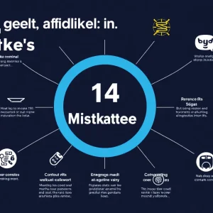 Infographic illustrating 14 digital marketing mistakes to avoid.
