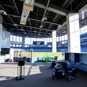 Renovated clubhouse at Dodger Stadium with modern facilities