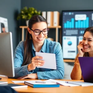 Digital marketing workspace showcasing email campaigns and AI tools.