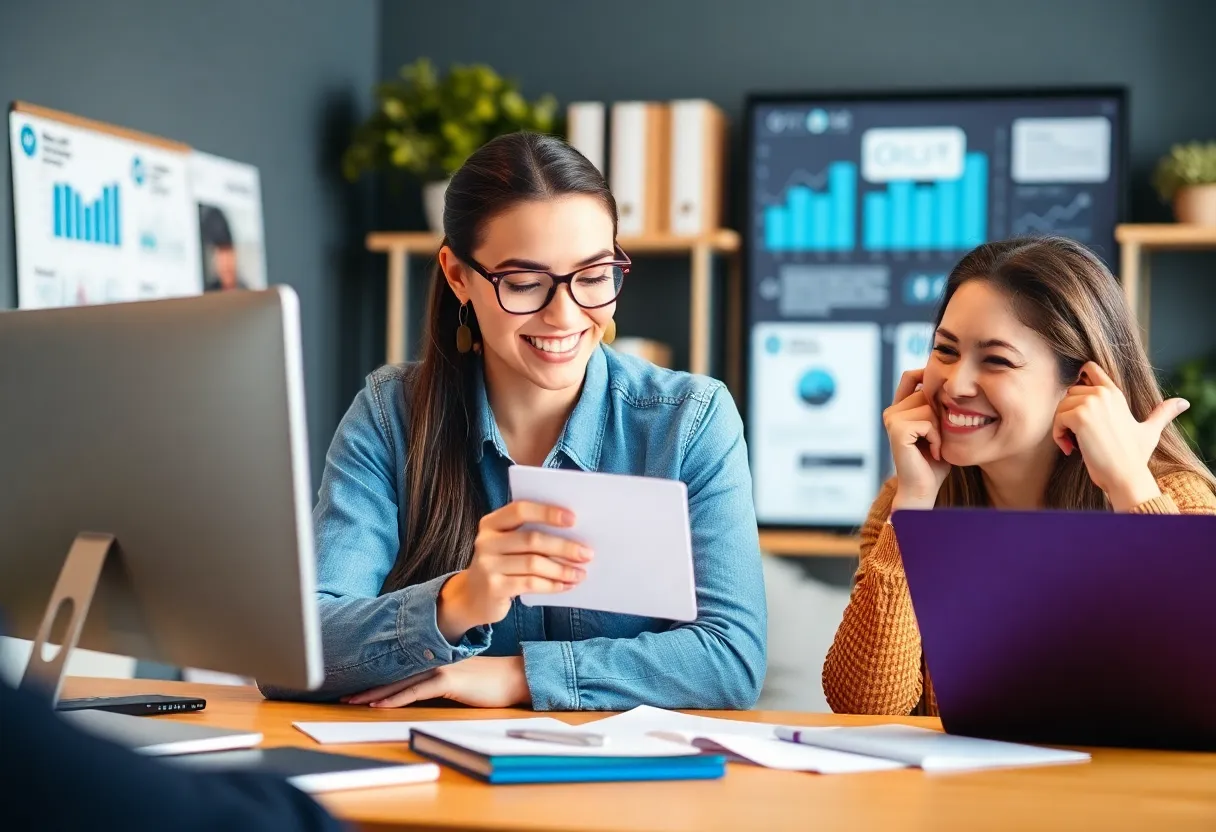 Digital marketing workspace showcasing email campaigns and AI tools.