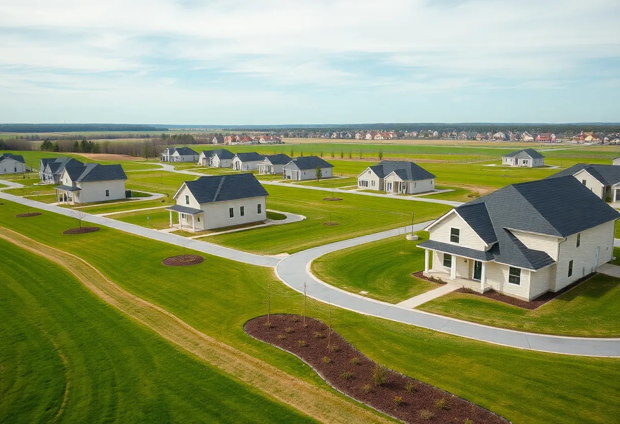 Overview of Everton Reserve housing development with condominiums