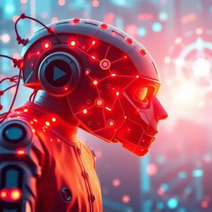 Marketers collaborating with AI tools in a creative environment.