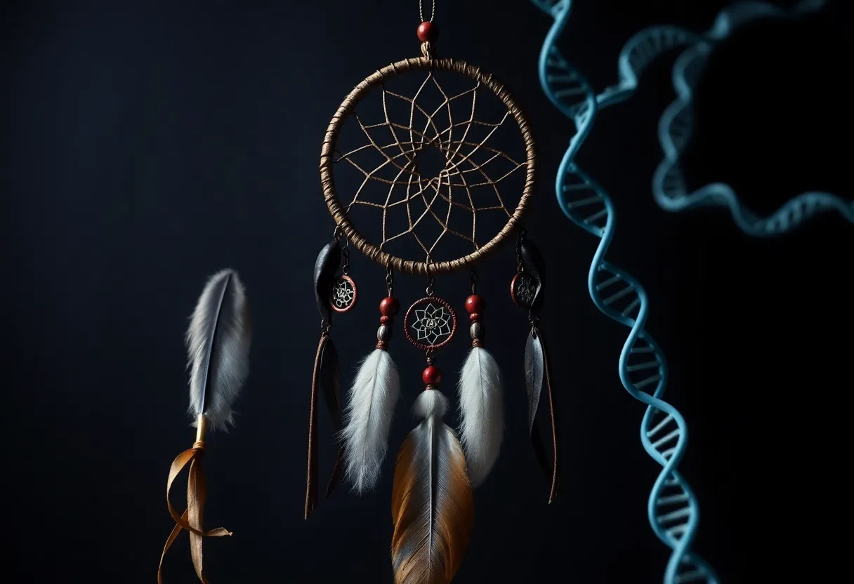 Symbol of hope and justice for Indigenous individuals with cultural elements