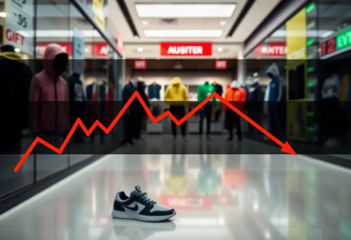 Graph depicting the decline of Lululemon stock prices