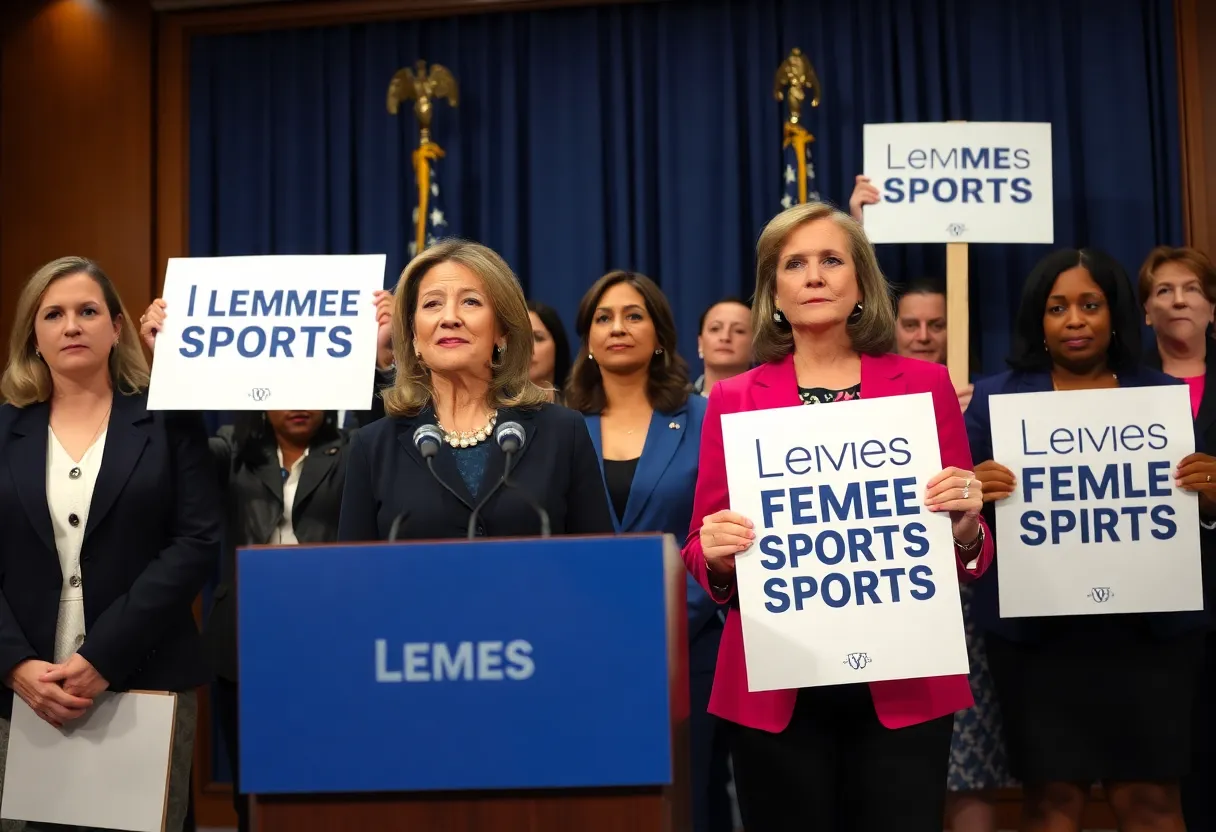 Press conference with lawmakers advocating for sports policy changes