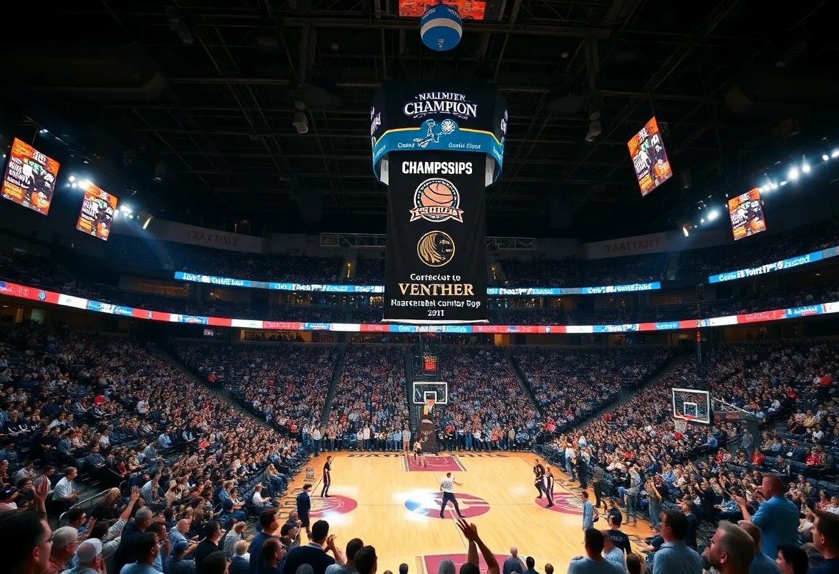 Crowd celebrating during Michigan State Basketball Senior Day game.
