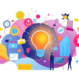 Illustration depicting innovation in various industries for Fortune 2025 list.