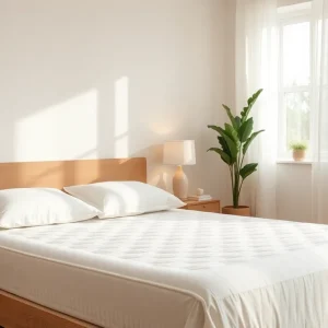 Naturepedic organic mattress in a calming bedroom environment
