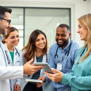 Healthcare professionals engaging with patients on social media at Penn State Health.