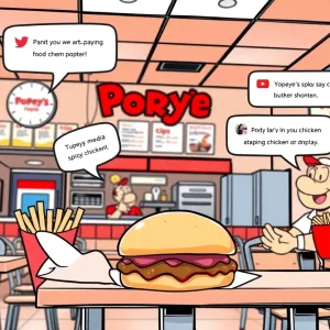 Illustration of social media interactions boosting Popeye's sales