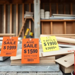 Construction site with rising costs of building materials