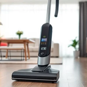 Samsung Bespoke AI Jet Ultra cordless vacuum in a modern living room.