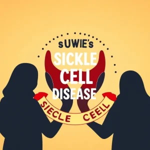 Illustration representing sickle cell disease advocacy and community support.