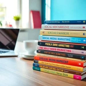 Stack of social media marketing books