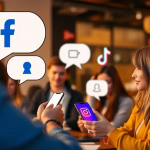 A visual depicting brands engaging with consumers through social media platforms