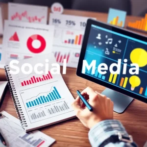 Marketer analyzing social media marketing strategies