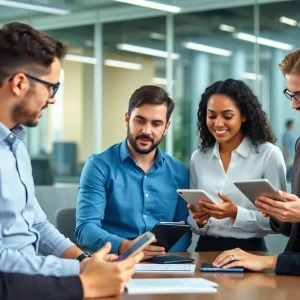 A diverse marketing team at Unilever discussing strategies