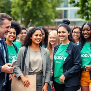 Employees participating in a charity event for community support.