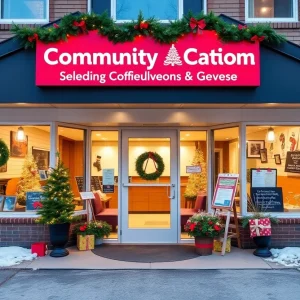 New office of Community Action of Orleans & Genesee with festive decorations for the holiday season