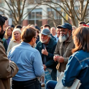 Community members discussing solutions for homelessness