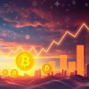 Abstract illustration representing cryptocurrency market trends and predictions.