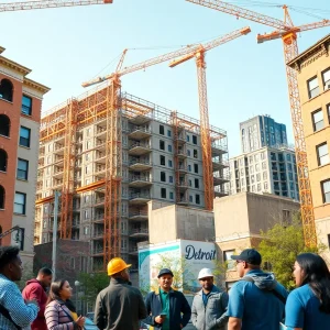 Community members discussing housing development in Detroit